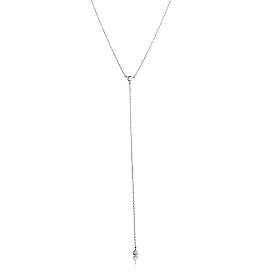 S925 Sterling Silver Pave Clear Cubic Zirconia Y Long Necklaces for Women