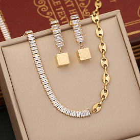 Unique Pig Nose Necklace - Fashionable Stainless Steel Collarbone Chain with Zirconia N1067