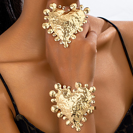 Большие браслеты-манжеты из сплава в форме сердца и наборы колец-манжет