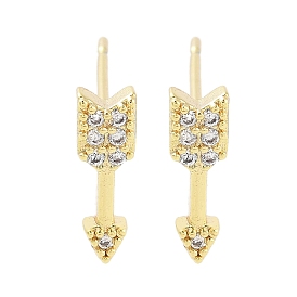 Brass Micro Pave Clear Cubic Zirconia Studs Earring, Arrow