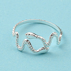 304 Stainless Steel Snake Wrap Open Cuff Ring, Hollow Chunky Ring for Women