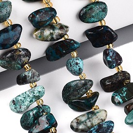 Природные хризоколлу бисер нитей, самородки, Топ пробуренной, упавший камень, с бисером