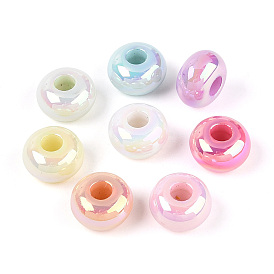 УФ-покрытие, светящиеся непрозрачные акриловые европейские бусины, рондель, светится в темноте, большое отверстие шарик