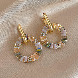 Retro rhinestone-encrusted zircon circle earrings earrings fashion a two-wear temperament high-end earrings for women