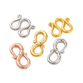 Rack Plating Brass Hook and S-Hook Clasps, Cadmium Free & Lead Free, Long-Lasting Plated