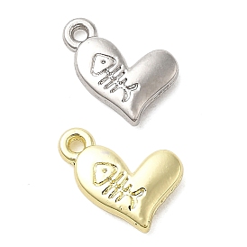 Подвески из сплава , сердце с рыбьей костью, стойки покрытие, долговечный, без свинца, без кадмии и без никеля