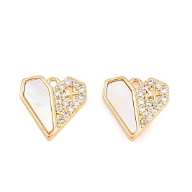 Подвески в виде ракушек из латуни с прозрачными кубическими циркониями ко Дню святого Валентина, геометрические подвески в форме сердца
