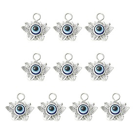 10pcs pendentifs en alliage de résine contre le mauvais œil, avec les accessoires en fer