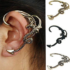 Boucles d'oreilles manchette d'oreille dragon de style gothique - rétro, célébrité, à la mode.
