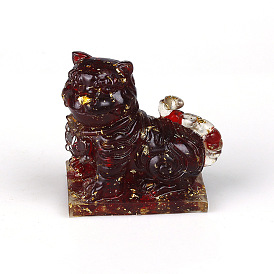 Resin Tiger Display Decoration, with Lampwork Chips inside Statues for Home Office Decorations