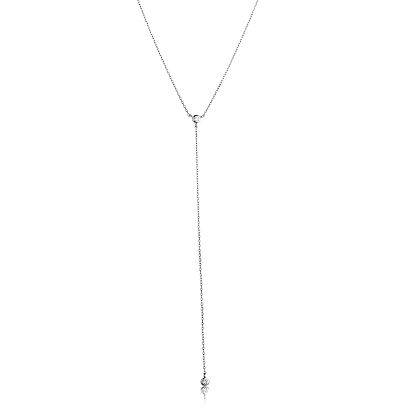 S925 Sterling Silver Pave Clear Cubic Zirconia Y Long Necklaces for Women