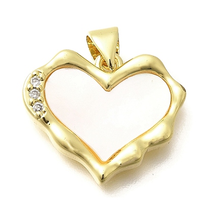 Стойка покрытие латунь микропаве прозрачные кубические подвески, с оболочкой, сердце прелести, долговечный, без свинца и без кадмия