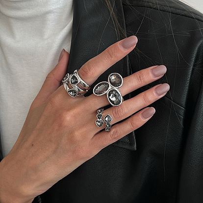 Кольца для пальцев из акрилового сплава, сердце/овал/треугольник