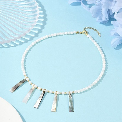 Ожерелья с подвесками в форме трапеции из натуральной черной ракушки, Ожерелья из натуральных белых ракушек с круглыми бусинами для женщин, золотые