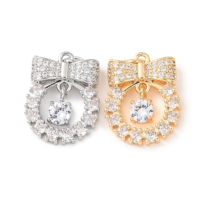 Латунные микропаве прозрачные подвески с фианитом, бантом прелести, с целью перехода в кольце