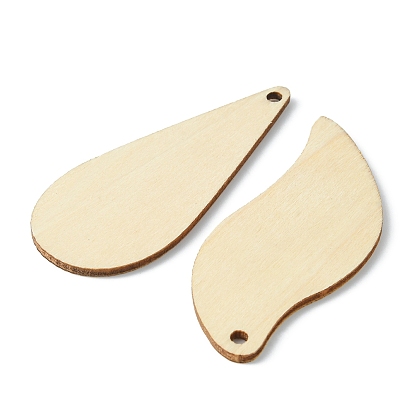 DIY Unfinished Blank Earring Making Kit, Including  Teardrop & Leaf & Heart & Triangle Natural Poplar Wood Pendants, Brass Jump Rings, Iron Earring Hooks