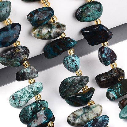 Природные хризоколлу бисер нитей, самородки, Топ пробуренной, упавший камень, с бисером