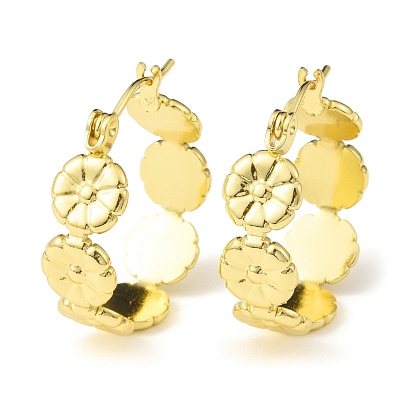 304 Stainless Steel Flower Wrap Hoop Earrings for Women