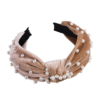 Velvet Pearl Knot Headband - European and American Style, Versatile Hair Accessory.