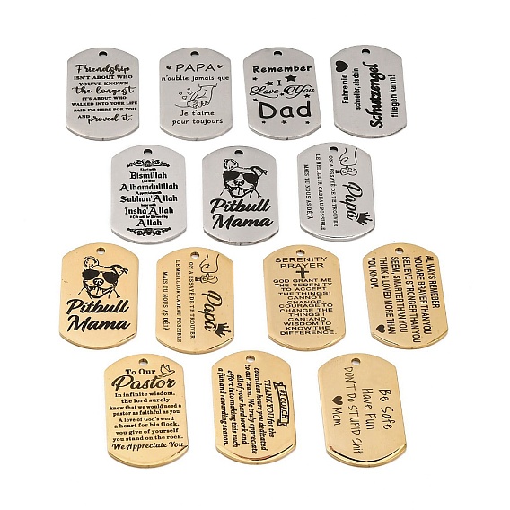 Антикоррозийные 201 подвески из нержавеющей стали, сообщение очарование, прямоугольник со словесным очарованием