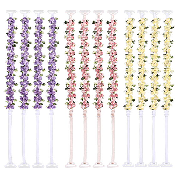 6 Pairs 3 Colors Adjustable Bra Straps, Nylon Flower Lace Shoulder Straps