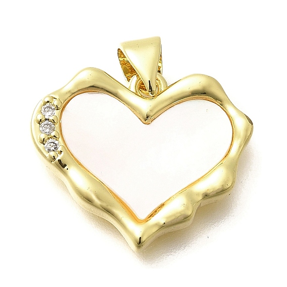 Стойка покрытие латунь микропаве прозрачные кубические подвески, с оболочкой, сердце прелести, долговечный, без свинца и без кадмия