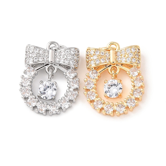 Латунные микропаве прозрачные подвески с фианитом, бантом прелести, с целью перехода в кольце
