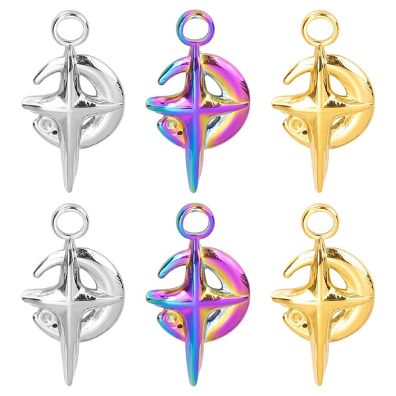 304 подвески из нержавеющей стали, луна со звездным шармом