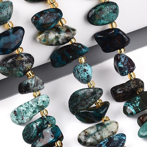 Природные хризоколлу бисер нитей, самородки, Топ пробуренной, упавший камень, с бисером