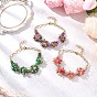 Браслеты из натуральных смешанных драгоценных камней, латунные кабельные цепи браслеты для женщин, цветок