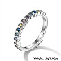 Heart Rhodium Plated Sterling Silver with Colorful Cubic Zirconia Finger Rings