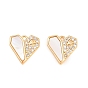 Valentine's Day Brass Pave Clear Cubic Zirconia Shell Charms, Geometric Heart Charms