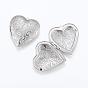 304 Stainless Steel Locket Pendants, Photo Frame Charms for Necklaces, Heart with Flower Pattern