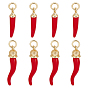8шт 2 стили латунные эмалевые подвески, с целью перехода в кольце, долговечный, без кадмия и без свинца, стойки покрытие, реальный 18 k позолоченный, чили