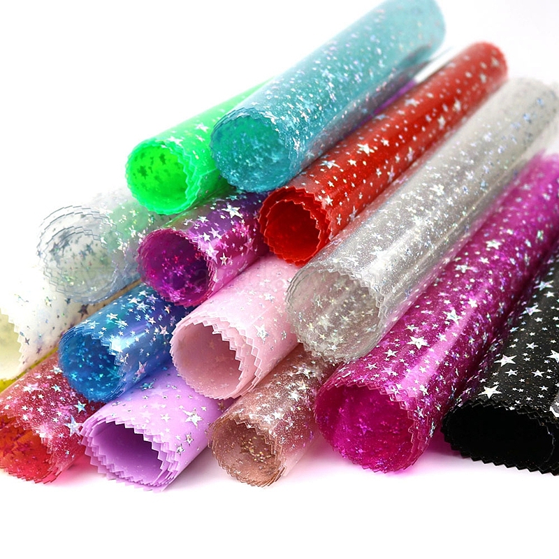China Factory A4 PVC Vinyl Sparkle Sheets, for DIY Handmade Pencil Case Shiny Bags Bows Craft Material, Star 30x20cm in bulk online - PandaWhole.com