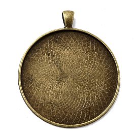 Сеттинги для кабошонов или кулона, сплав, тибетский стиль , без кадмия и без свинца, плоско-круглые