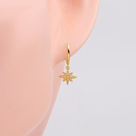 Fashionable French European Style Eight-pointed Star Moon Earrings