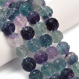 Нити резных бусин из натурального флюорита, круглый цветок