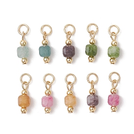 Подвески из натурального разноцветного турмалина, кубический шарм, с 304 нержавеющей стали