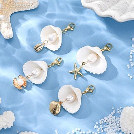 Украшение подвески из ракушки, с подвесками из нержавеющей стали и застежками-клешнями в виде океана и бусинами из натурального пресноводного жемчуга