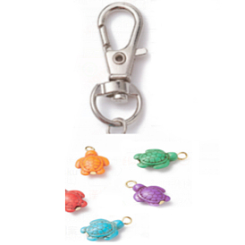 30pcs 5 couleurs décorations pendentif tortue de mer synthétique turquoise, avec un alliage pivotant homard fermoirs griffe