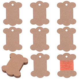 80Pcs Bone Shape Paper Thread Winding Boards, Floss Bobbins, for Cross Stitch Embroidery Cotton Thread Craft DIY Sewing Storage