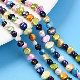 Нити из натурального культивированного пресноводного жемчуга, окрашенные, две боковые полированные