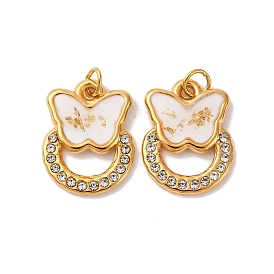 304 из нержавеющей стали горный хрусталь подвески, с эмалью, очарование бабочки, с целью перехода в кольце, ионное покрытие (ip)