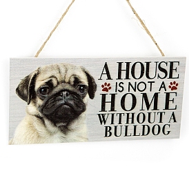 Wood Door Wall Hanging Sign Decorations, Rectangle with Dog Pattern
