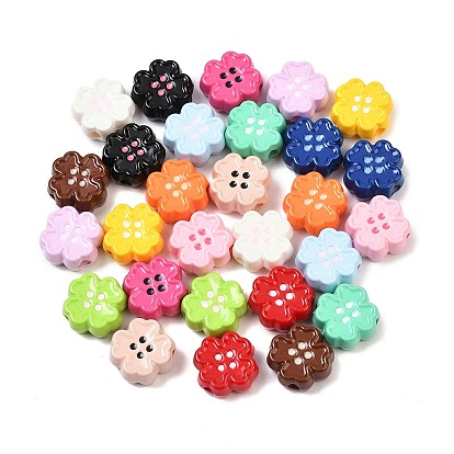 Непрозрачные акриловые бусины, цветок, с эмалью