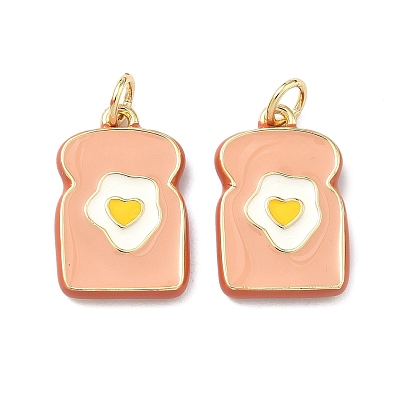 Латунь эмаль подвески, тост с подвесками в виде жареного яйца, без кадмия и без свинца, долговечный, стойки покрытие, реальный 18 k позолоченный