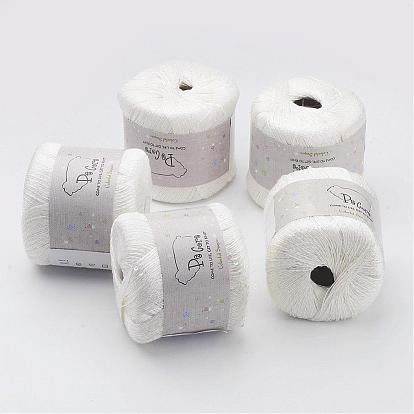Colorful Knitting Yarns, with Linen and Polyester, 1mm, about 40g/roll, 8rolls/bag