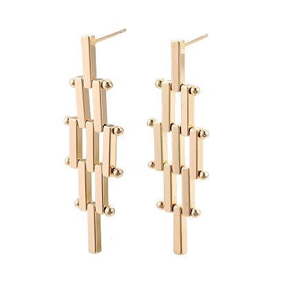 Brass Rhombus Dangle Stud Earrings for Women, Nickel Free