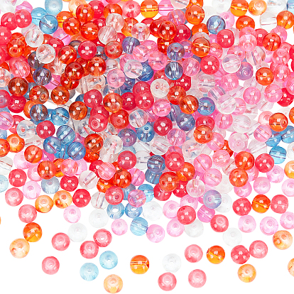 500Pcs 5 Colors Baking Paint Transparent Glass Round Beads